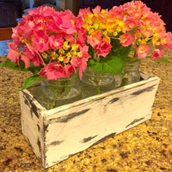 Center piece flower container rustic wood flower holder, center piece flower holder, reclaimed wood, mason jars, rustic decor