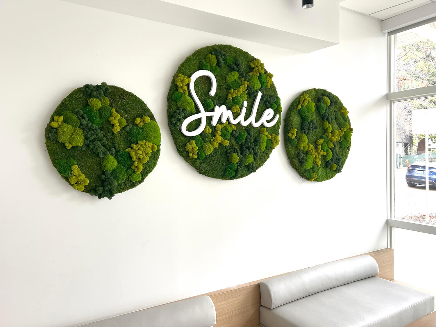 Stunning moss signage with a custom white lettering by Urban Garden Studio